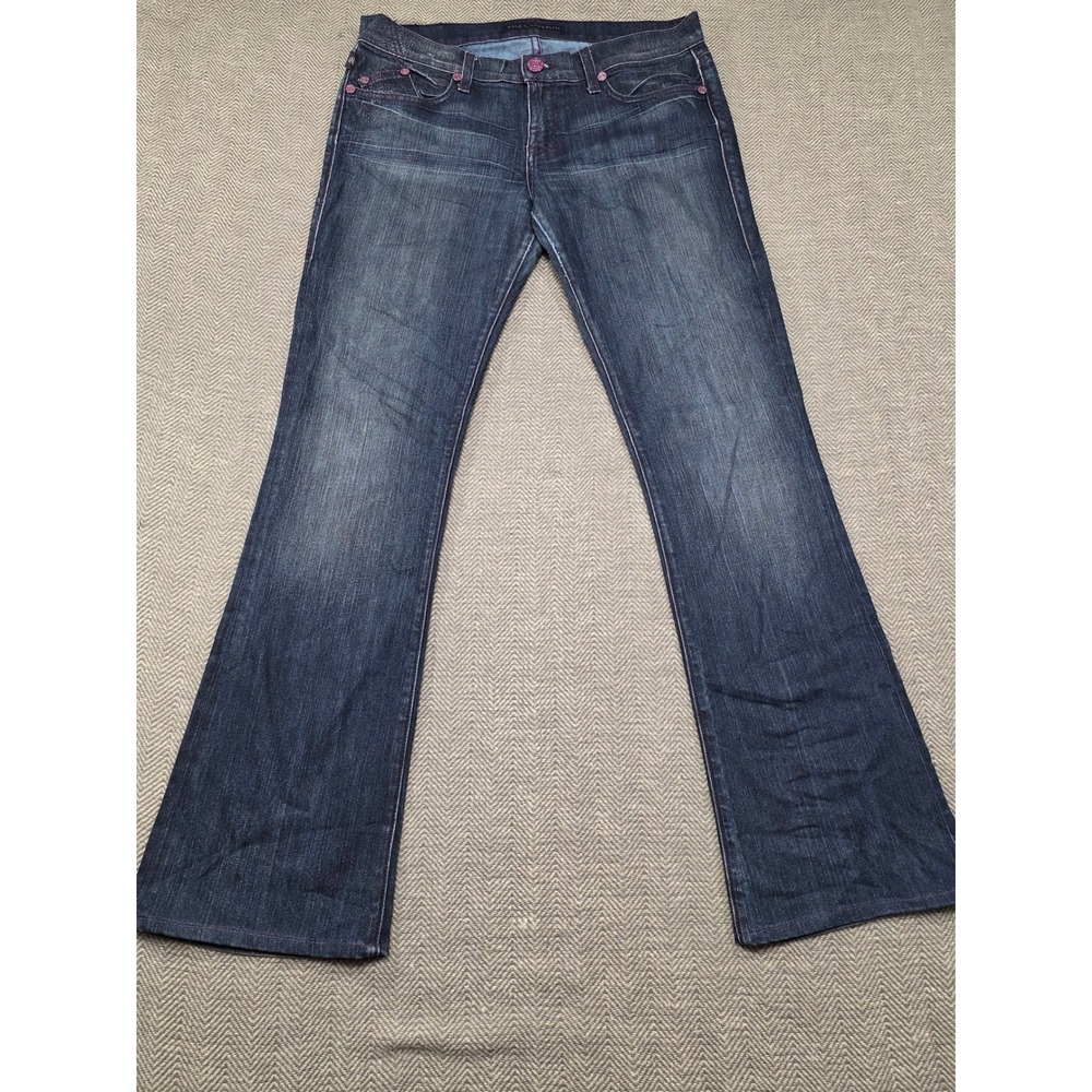 Rock & Republic Kasandra Dark Wash Purple Stitch Bootcut Jeans Womens 29 KD81960